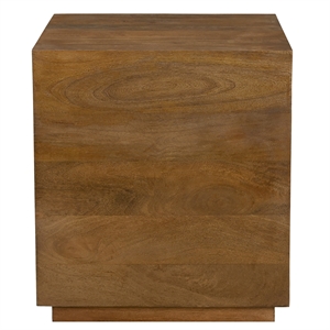 Pemberly Row Square Solid Mango Wood Side Table in Spice Tan