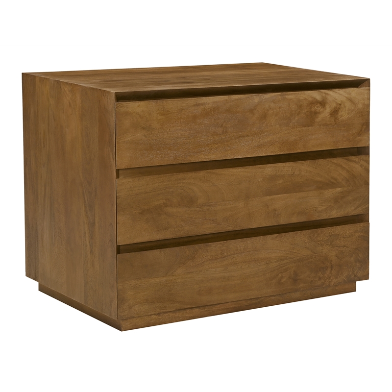 Pemberly Row 3-Drawer Solid Mango Wood Nightstand in Spice Tan