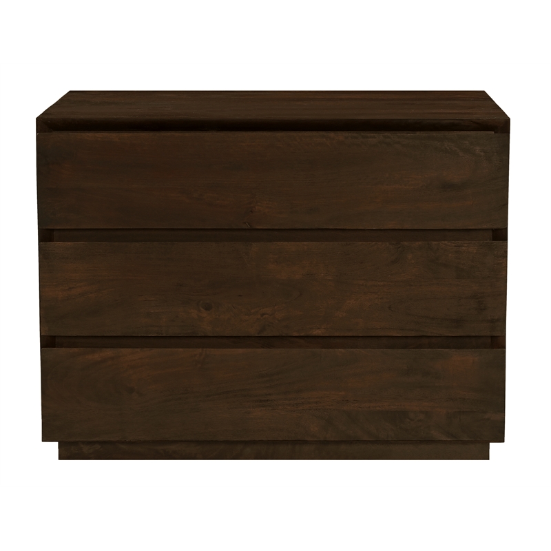 Pemberly Row 3-Drawer Solid Mango Wood Nightstand in Barista Brown