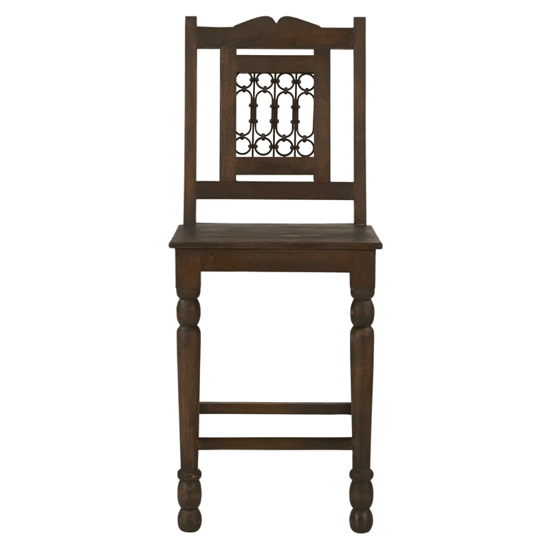 Pemberly Row 2-Piece Solid Mango Wood Bar Chair Set in Barista Brown