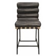 Pemberly Row Authentic Leather Counter Stool in Antique Black