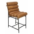 Pemberly Row Authentic Leather Counter Stool in Tan on Metal Frame