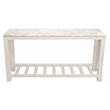 Pemberly Row White Marble Console Table with Solid Wood Base in Sur Tone