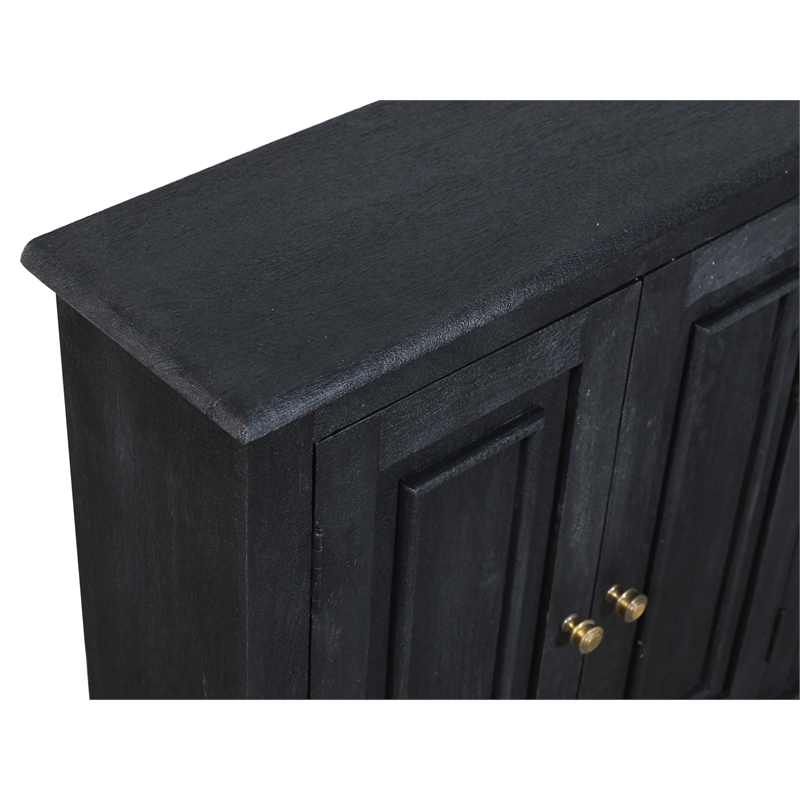 Pemberly Row 6-Door Solid Mango Wood Sideboard in Charcoal Gray Finish