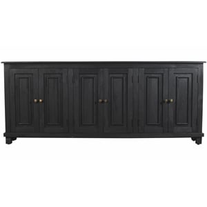 Pemberly Row 6-Door Solid Mango Wood Sideboard in Charcoal Gray Finish