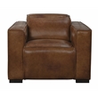 Pemberly Row Full-Leather Power Reclining Lounge Chair in Tan with Black Legs