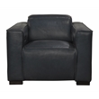 Pemberly Row Full-Leather Power Reclining Lounge Chair in Blue with Black Legs