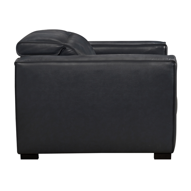 Pemberly Row Full-Leather Power Reclining Lounge Chair in Blue with Black Legs
