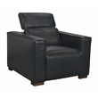 Pemberly Row Full-Leather Power Reclining Lounge Chair in Blue with Brown Legs
