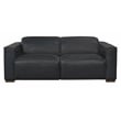 Pemberly Row Full-Leather Power Reclining Sofa in Blue with Brown Legs