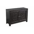 Pemberly Row Hand-Carved 2-Door Solid Mango Wood Sideboard in Charcoal Gray