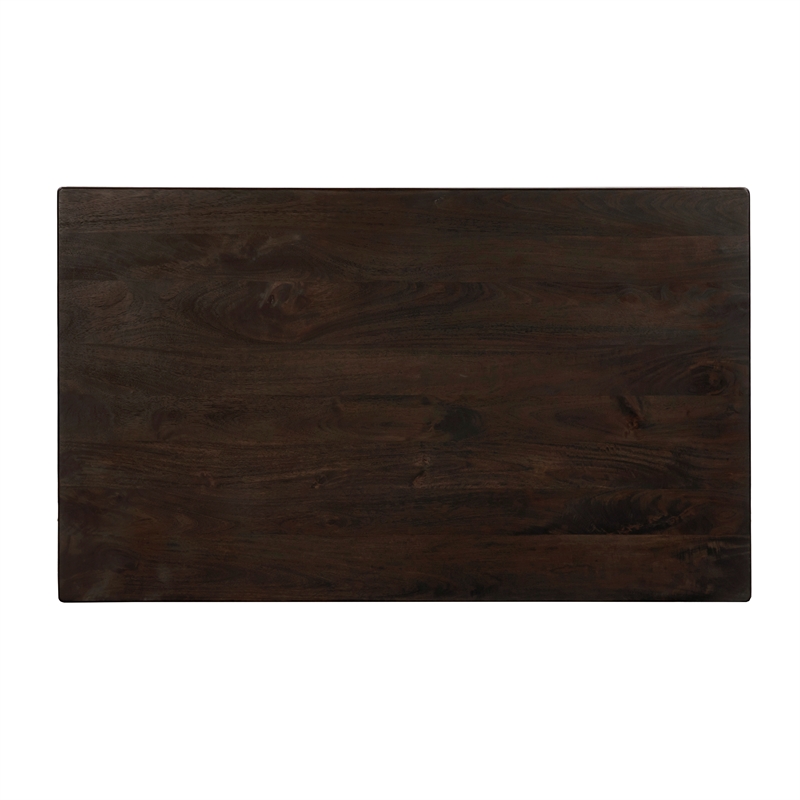 Pemberly Row Small Rectangular Solid Mango Wood Dining Table in Barista Brown