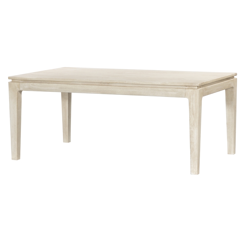 Pemberly Row Small Rectangular Solid Mango Wood Dining Table in Stone Natural