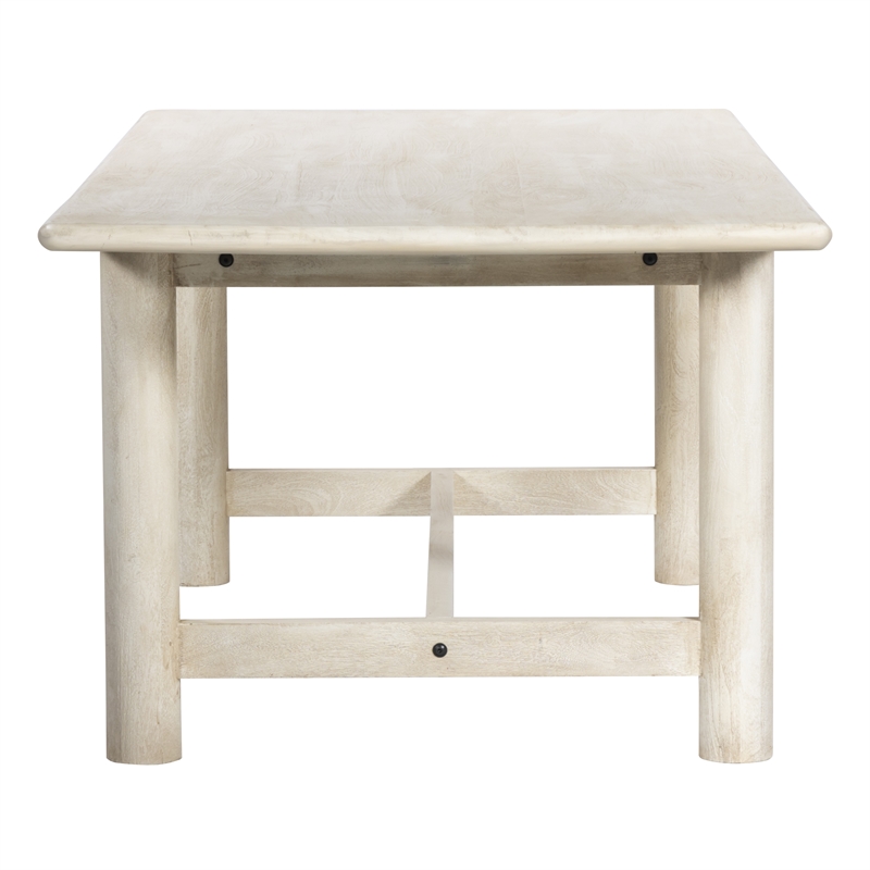 Pemberly Row Rectangular Solid Mango Wood Dining Table in Stone Natural