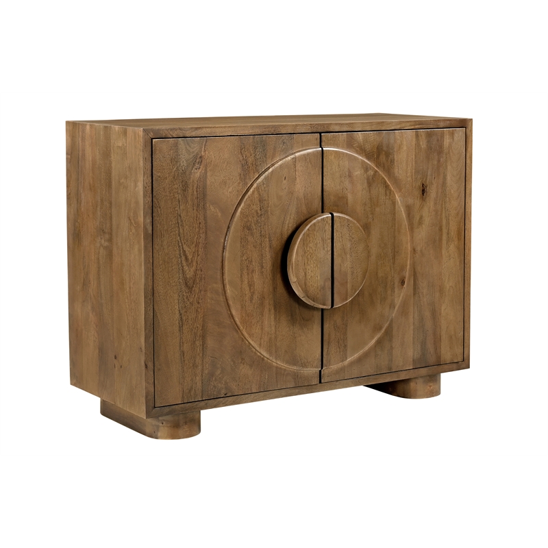 Pemberly Row Contemporary 2-Door Solid Mango Wood Sideboard in Spice Tan