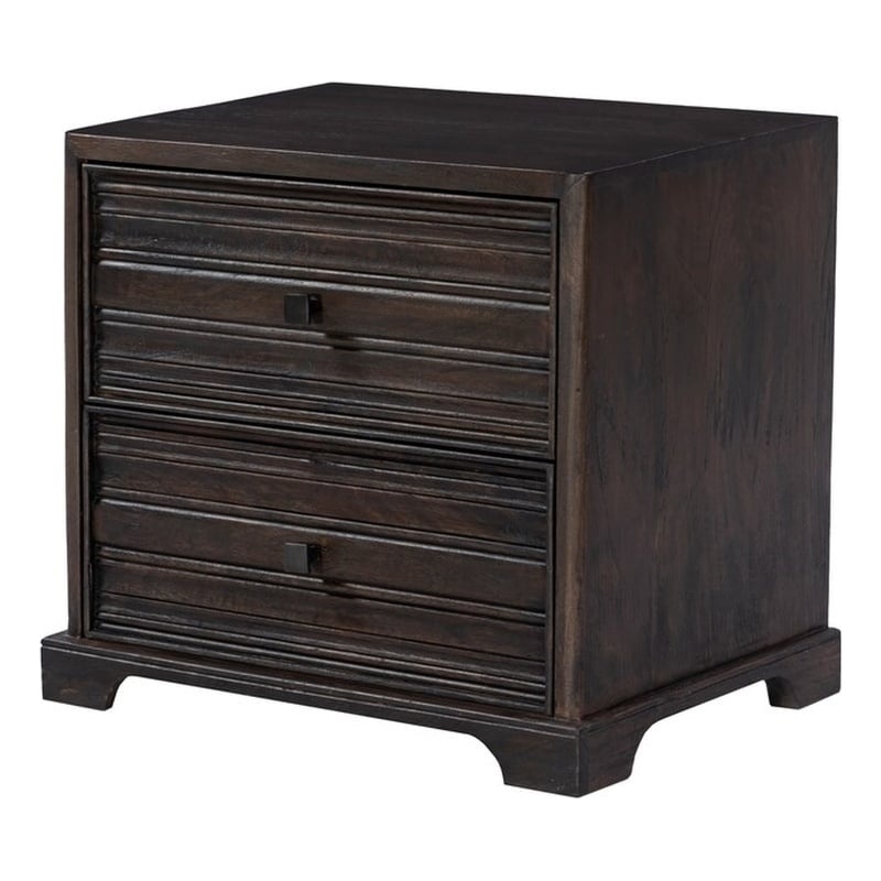 Pemberly Row 2-Drawer Solid Wood Nightstand in Rustic Light Brown