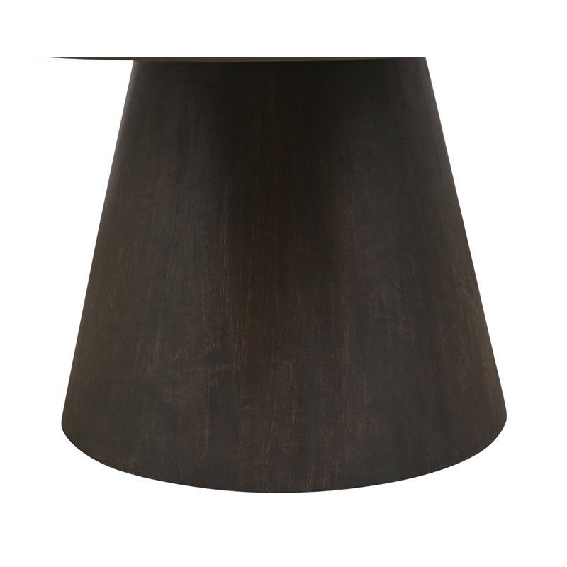 Pemberly Row Solid Mango Wood Round Dining Table in Charred Ember Brown