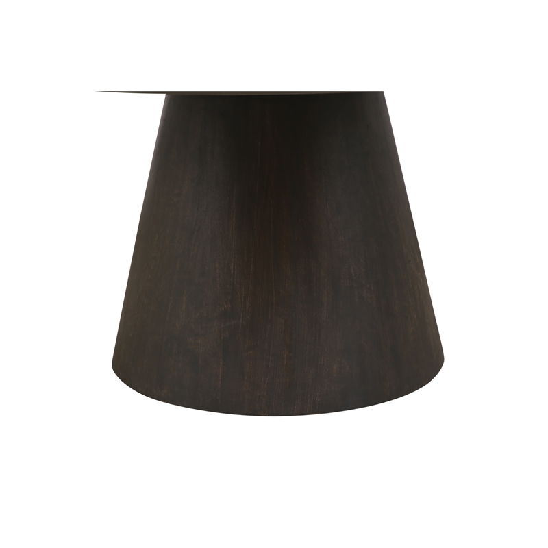 Pemberly Row Solid Mango Wood Round Dining Table in Charred Ember Brown