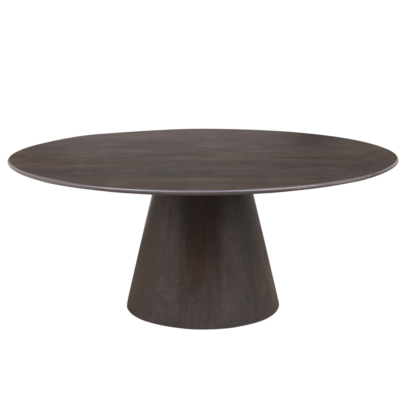 Pemberly Row Solid Mango Wood Round Dining Table in Charred Ember Brown