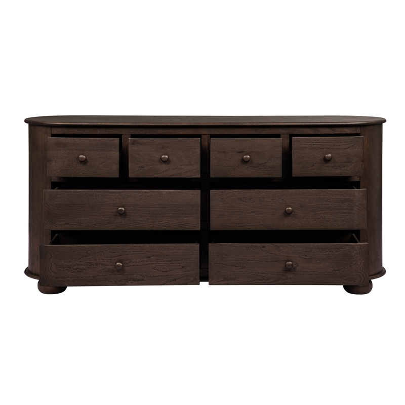 Pemberly Row 8-Drawer Solid Oak Dresser in Appalachian Brown