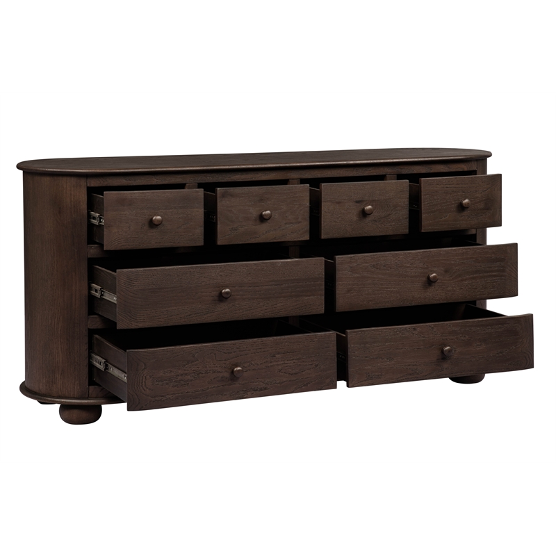 Pemberly Row 8-Drawer Solid Oak Dresser in Appalachian Brown
