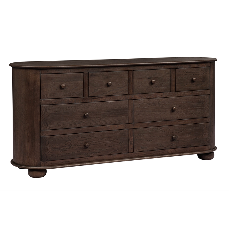 Pemberly Row 8-Drawer Solid Oak Dresser in Appalachian Brown