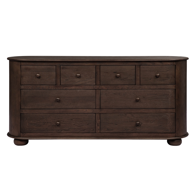 Pemberly Row 8-Drawer Solid Oak Dresser in Appalachian Brown