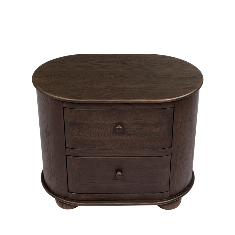 Pemberly Row 2-Drawer Solid Oak Nightstand in Appalachian Brown