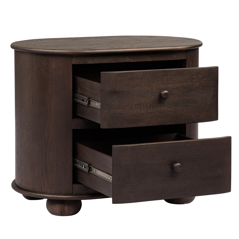 Pemberly Row 2-Drawer Solid Oak Nightstand in Appalachian Brown