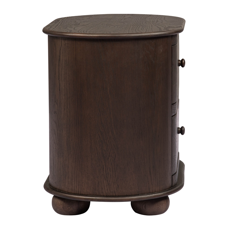 Pemberly Row 2-Drawer Solid Oak Nightstand in Appalachian Brown