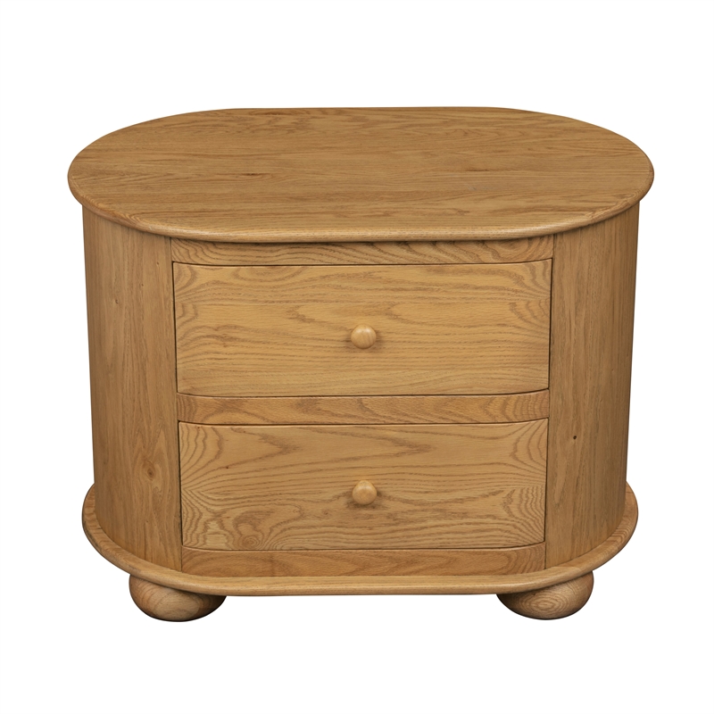 Pemberly Row 2-Drawer Solid Oak Nightstand in Natural Finish