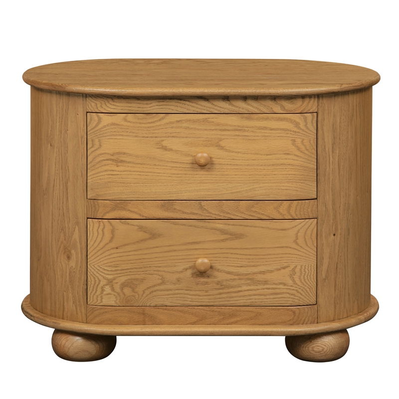Pemberly Row 2-Drawer Solid Oak Nightstand in Natural Finish
