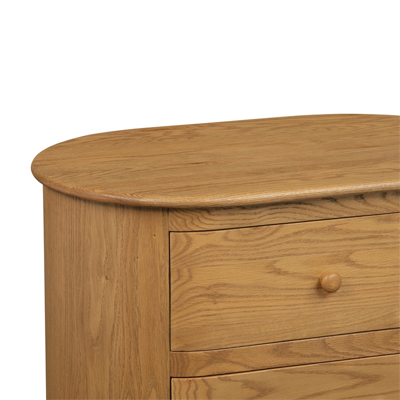 Pemberly Row 2-Drawer Solid Oak Nightstand in Natural Finish