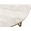 Pemberly Row Ivory Marble Top Round Coffee Table on Brass Iron Base