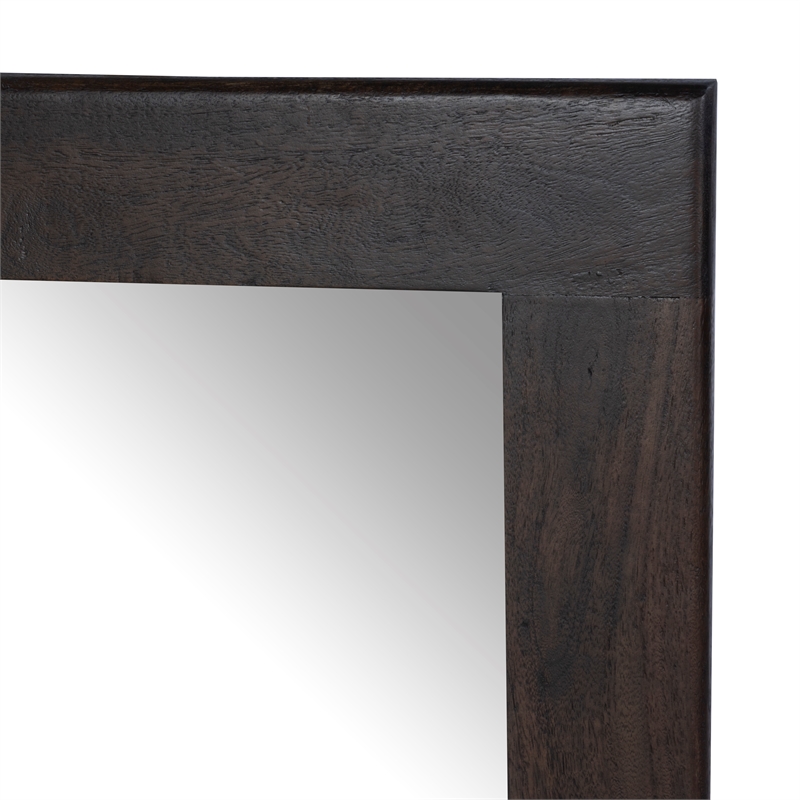 Pemberly Row Contemporary Solid Mango Wood Mirror in Rich Umber Brown