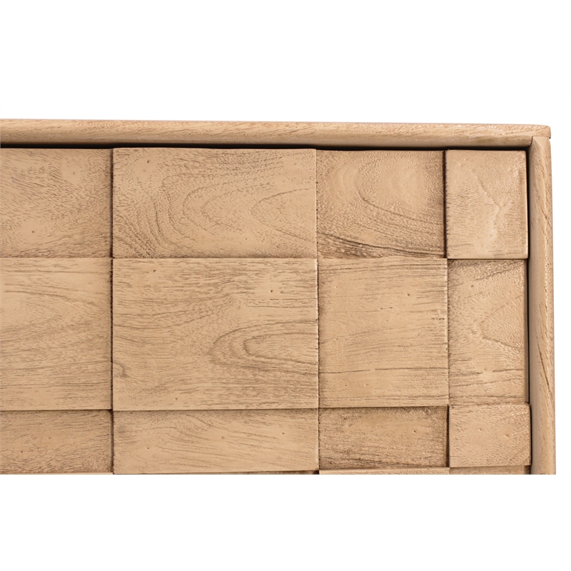Pemberly Row Contemporary Solid Mango Wood Credenza in Neutral Beige