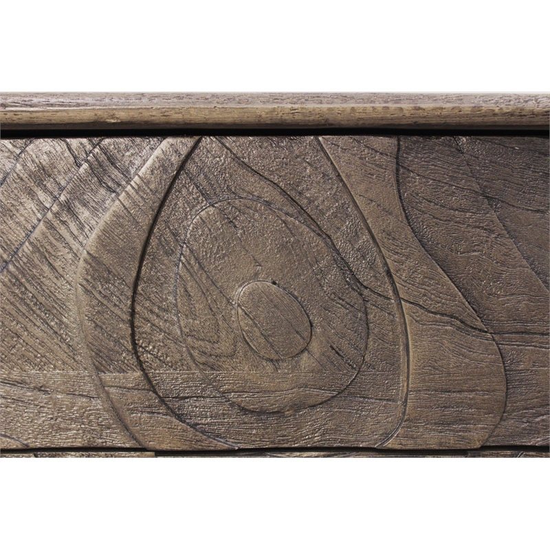 Pemberly Row Contemporary Solid Mango Wood Nightstand in Smoked Ash