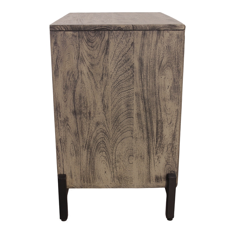 Pemberly Row Contemporary Solid Mango Wood Nightstand in Smoked Ash