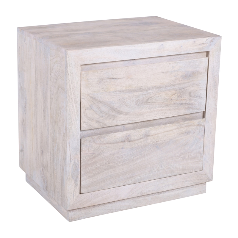 Pemberly Row 2-Drawer Solid Mango Wood Nightstand in Brushed Ivory