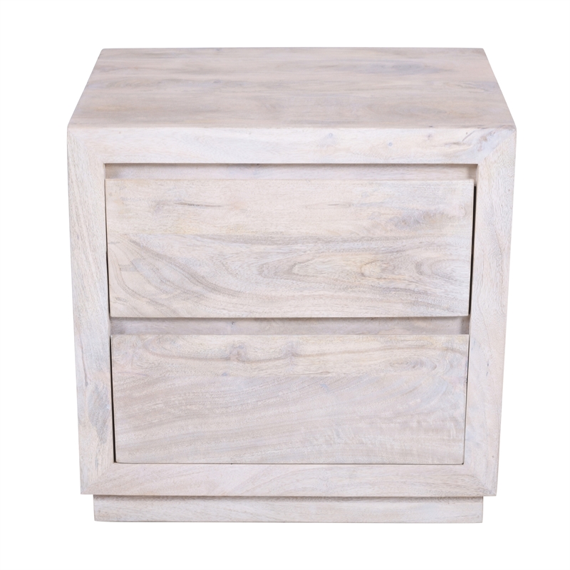 Pemberly Row 2-Drawer Solid Mango Wood Nightstand in Brushed Ivory
