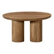 Pemberly Row Solid Mango Wood Round Coffee Table in Spice Tan