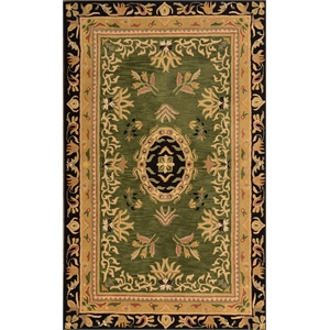 Pemberly Row 2x3 Hand-Tufted Wool Rug with Floral Accents in Green