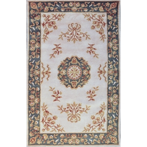 Pemberly Row 5x8 Hand-Tufted Wool Traditional Area Rug in Ivory
