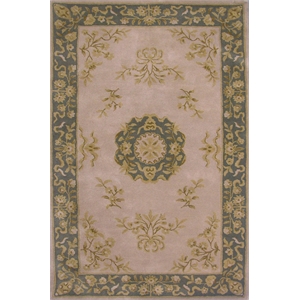 Pemberly Row 8x11 Hand-Tufted Wool Traditional Area Rug in Ivory