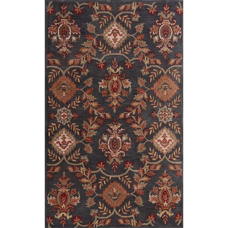 Pemberly Row 5x8 Hand-Tufted NZ Blended Wool Regal Area Rug in Charcoal