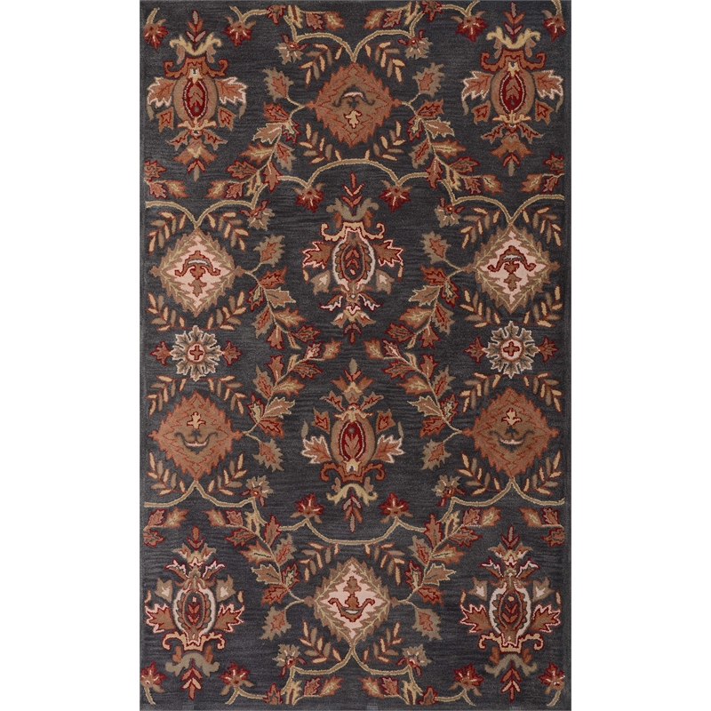 Pemberly Row 8x11 Hand-Tufted NZ Blended Wool Regal Area Rug in Charcoal