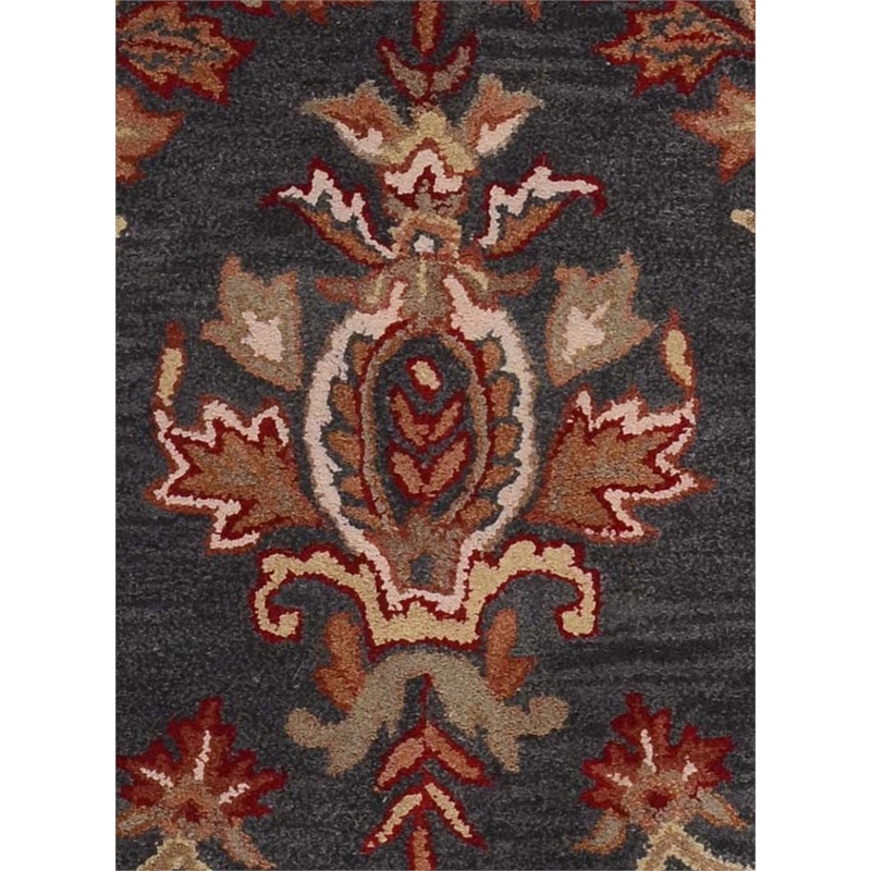 Pemberly Row 6x6 Round Hand-Tufted NZ Blended Wool Area Rug in Charcoal
