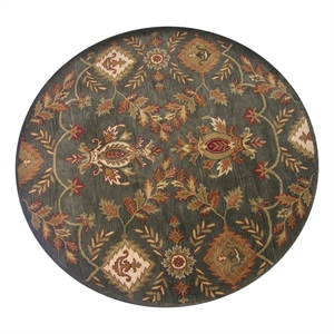 Pemberly Row 8x8 Round Hand-Tufted NZ Blended Wool Area Rug in Charcoal