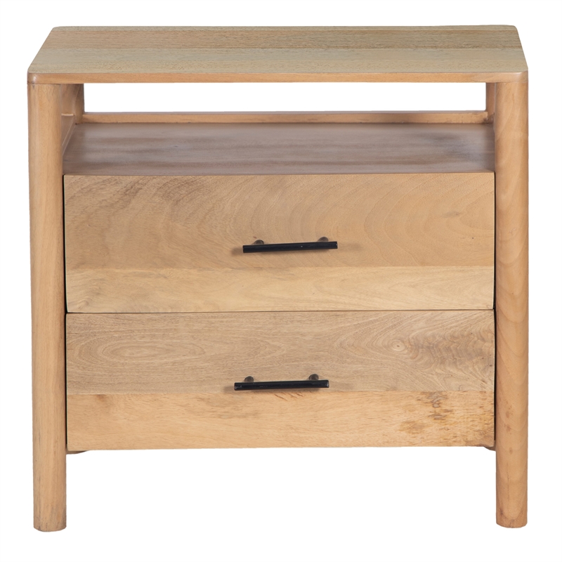 Pemberly Row 29 Inch Bedside Nightstand with 2 Drawers in Oak White