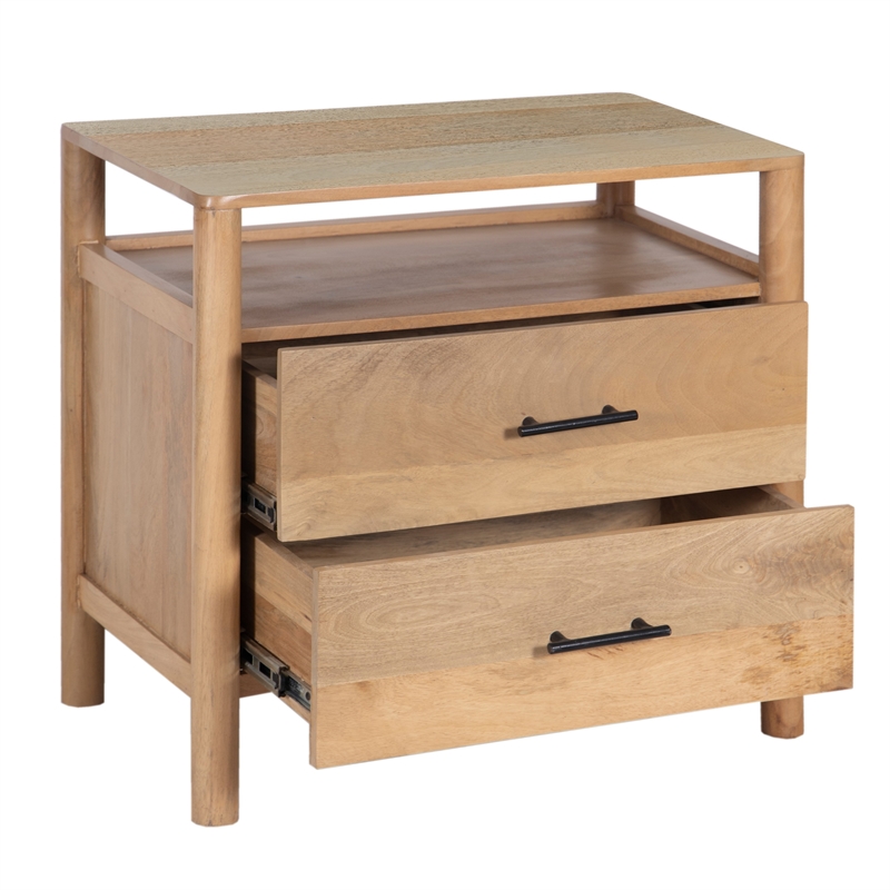 Pemberly Row 29 Inch Bedside Nightstand with 2 Drawers in Oak White